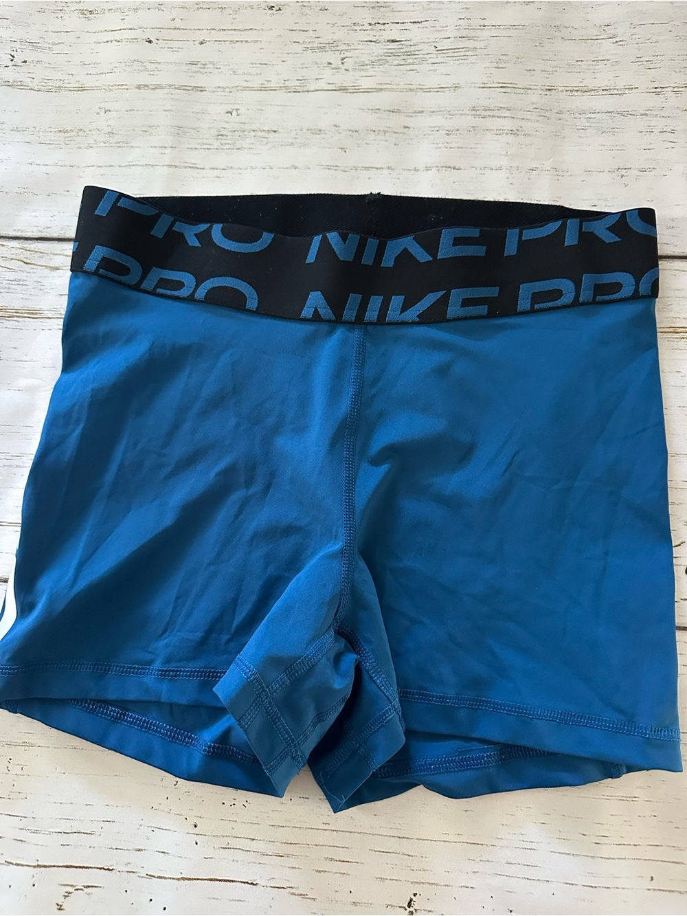 Nike Women's Blue Pro Dri-fit Shorts with Branded Waistband